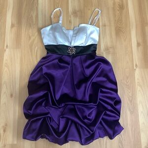 BCX White, Purple, & Black Dress | Size 7 Junior